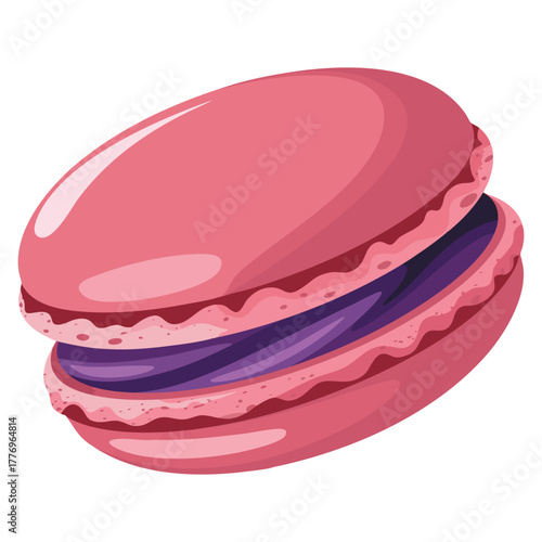 Purple color macaron alone vector illustration isolated on white background perfect for dessert bakery sweet snack or cafe themed creative design projects