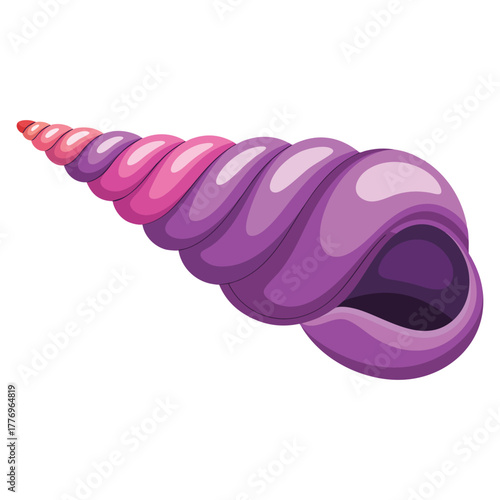 Purple seashell illustration isolated on white background vector design perfect for beach marine decor ocean themed educational or decorative artwork