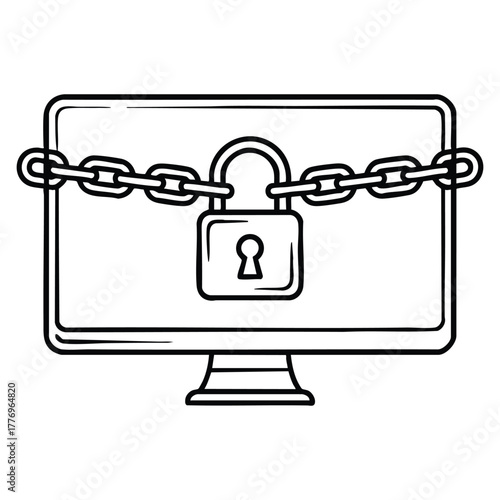 Ransomware desktop icon outline vector illustration suitable for ui ux website mobile app cyber hacking or security themed creative artwork and technology design