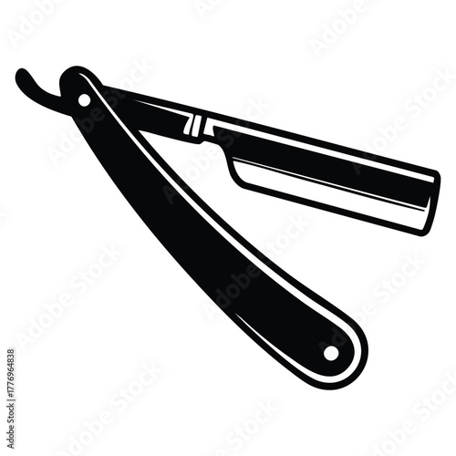 Razor icon vector illustration black silhouette on white background representing shaver blade hairdresser tool beard cutting accessory grooming barber design artwork