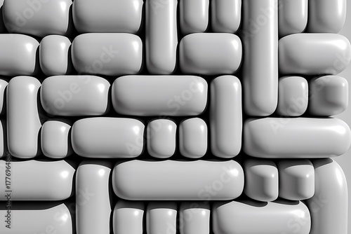 Wallpaper Mural 3d render, abstract background of volumetric maze, tangled white tubes isolated on white, modern minimalist wallpaper Torontodigital.ca