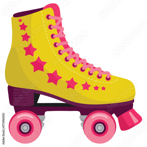 Roller concept illustration yellow roller skate beauty elegance and active lifestyle perfect for sport outdoor leisure and creative design artwork