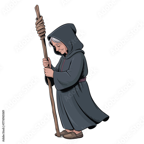 Scary witch illustration simple coloured drawing isolated on white background perfect for halloween cartoon fantasy spooky character themed creative artwork