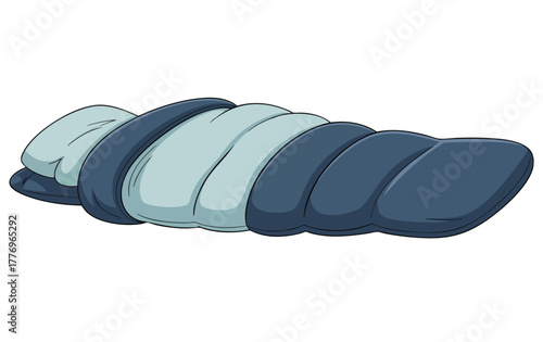 Sleeping bag in blue color illustration on white background perfect for camping hiking outdoor adventure or travel sleep gear creative artwork