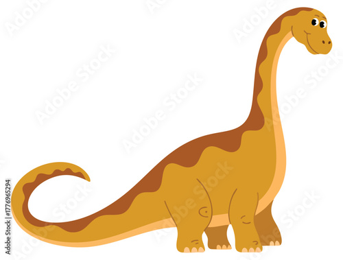 Single picture of brontosaurus in orange color illustration vector artwork perfect for dinosaur education prehistoric theme kids book and design