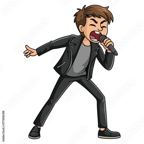 Solo performer illustration on white background vector isolated perfect for music performance stage artist creative entertainment or theatrical design themed artwork