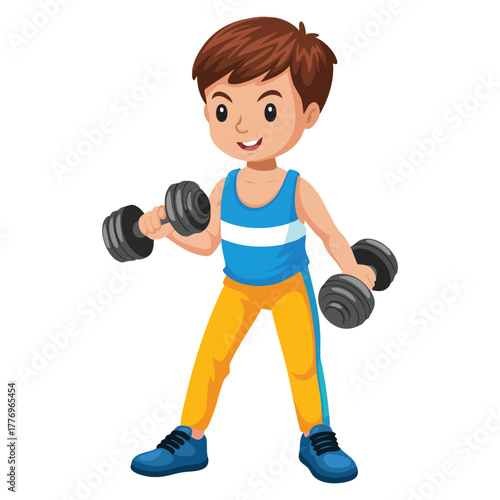 Strong man lifting weights vector illustration isolated on white background perfect for fitness gym training sports exercise or bodybuilding theme