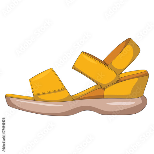 Summer flat sandal on platform isolated on white background vector illustration perfect for fashion footwear design casual seasonal style and accessory theme