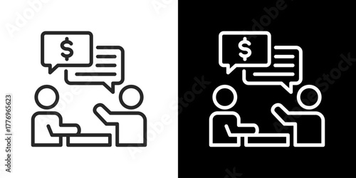 Negotiation Icon Set. Clean Line Design With Light And Dark Versions For Versatile Use.