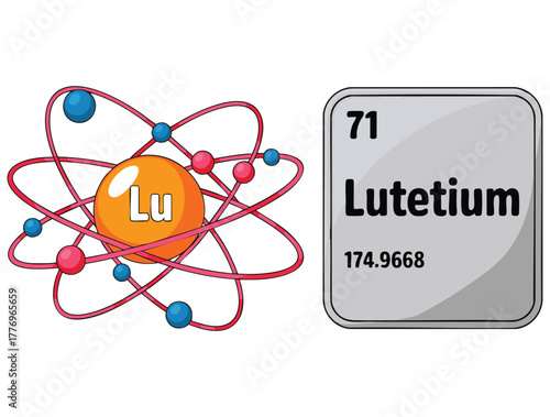 Symbol and electron diagram for Lutetium illustration isolated vector design perfect for chemistry education science learning periodic table themed artwork