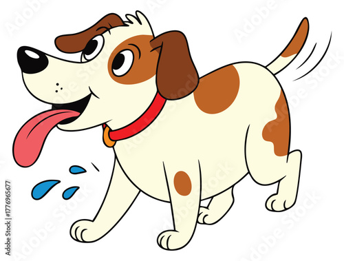 Tired young dog illustration on white background vector design perfect for cute animal character cartoon pet or sleepy puppy themed creative artwork