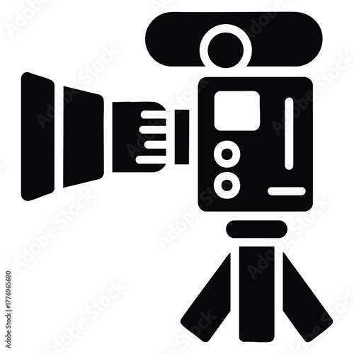 Telephoto camera vector icon illustration ideal for web app presentation infographic creative media design and photography equipment or digital visuals