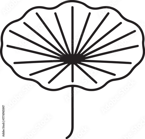 Lotus leaf vector outline icon representing nature tranquility and traditional Asian design elements