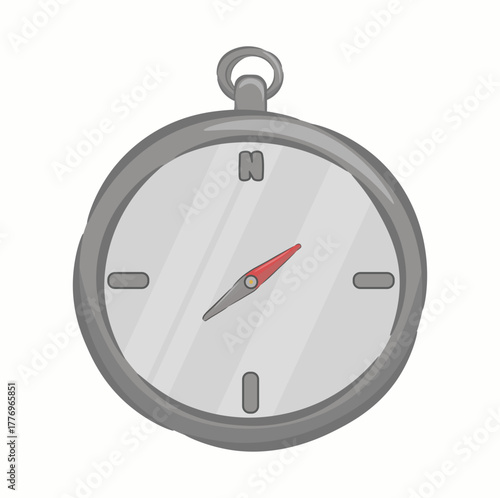 Illustration of a compass, a direction indicator, for camping, traveling, climbing and hiking