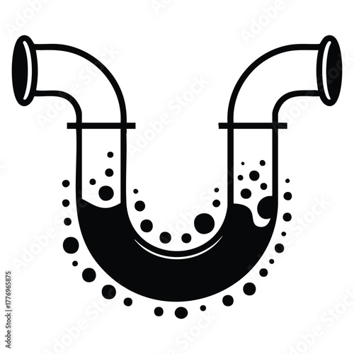 Vector art illustration of clogged pipe icon blocked drain perfect for plumbing maintenance repair leak or construction themed creative design concepts