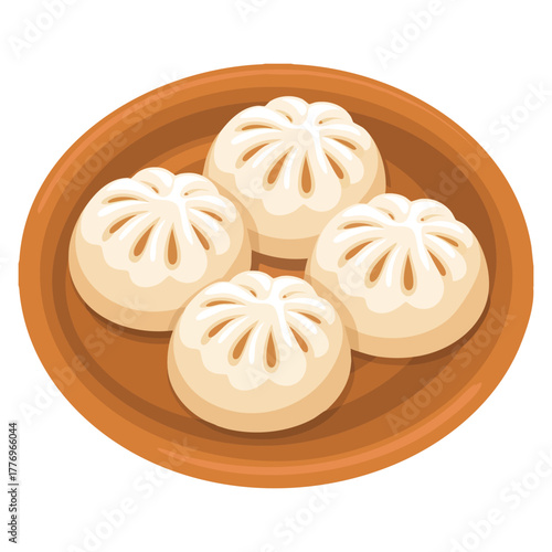 Vector illustration of asian dim sum isolated on white background ideal for restaurant menu chinese food design or traditional cuisine themed creative artwork