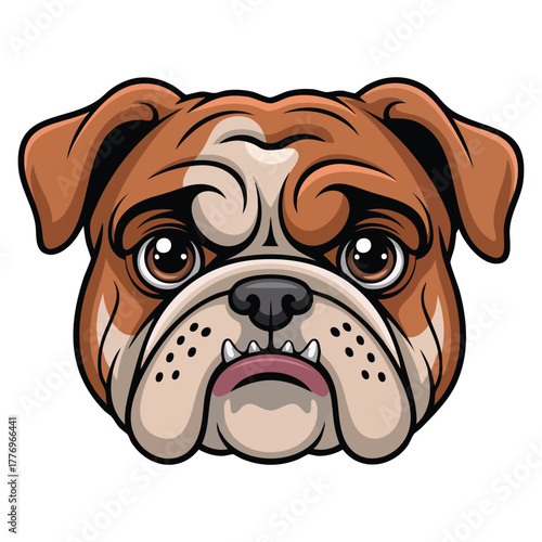 Vector illustration of bulldog close up isolated on white background ideal for pet, dog breed, animal character, cartoon, or mascot themed creative designs