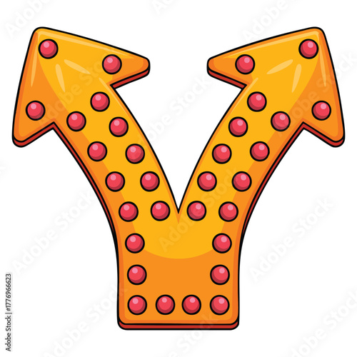 Vector illustration of colorful cartoon arrow on white background ideal for navigation, infographic, playful design, educational material, or decorative artwork