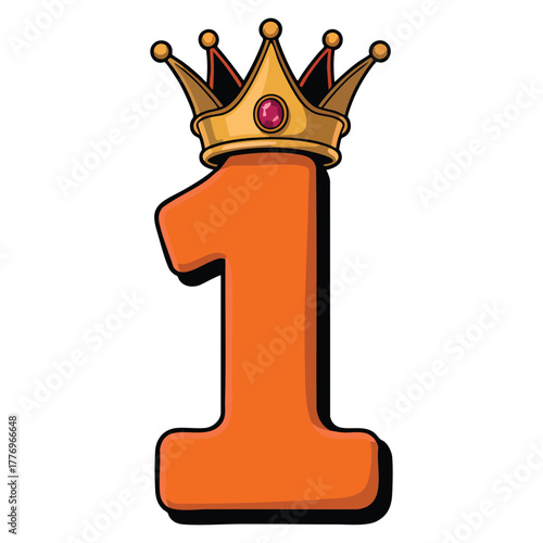 Vector illustration of crown isolated on white background suitable for royal theme decoration achievement award or fantasy design elements