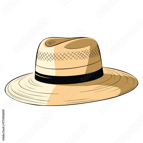 Vector illustration of farmer hat isolated on white background ideal for seasonal outfit style gardening fashion accessory or summer protection themed artwork