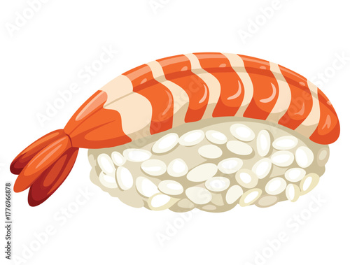 Vector illustration of fish on rice bed isolated perfect for sushi food menu restaurant packaging or culinary themed creative artwork concepts