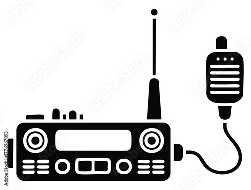 Vector illustration of ham radio amateur radio icon wireless frequency message exchange perfect for communication device and technology themed artwork