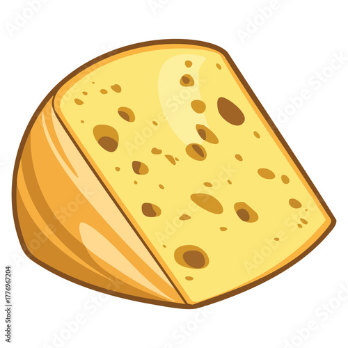 Vector illustration of hard cheese piece isolated on white background suitable for dairy product design recipe food packaging or culinary creative artwork