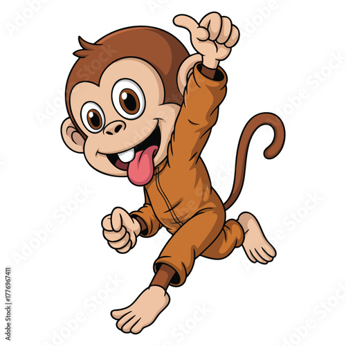 Vector illustration of monkey isolated on white background ideal for wildlife cartoon character children friendly playful fun or jungle creative design