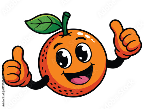 Vector illustration of orange with a face on white background suitable for fruit cartoon character playful humorous or kids themed creative designs