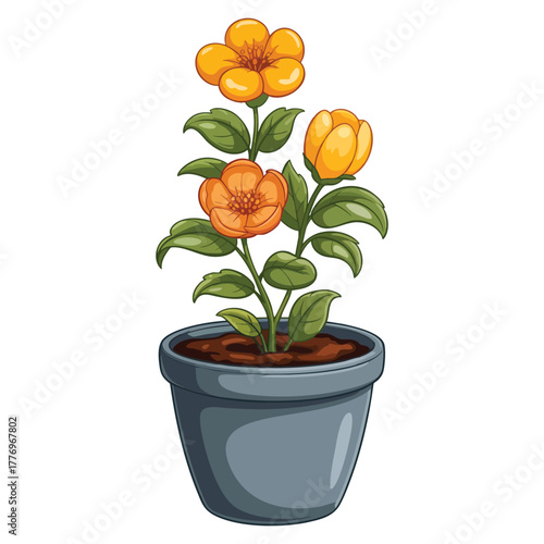 Vector illustration of pot plant isolated on white background ideal for indoor gardening, home decor, botanical, nature, or plant care themed designs