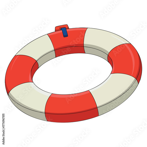 Vector illustration of red and white safety ring isolated on white background suitable for lifebuoy rescue pool water safety and emergency designs