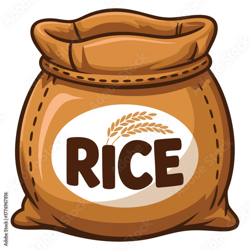 Vector illustration of rice sack isolated on white background perfect for food packaging agriculture nutrition or culinary related creative design artwork