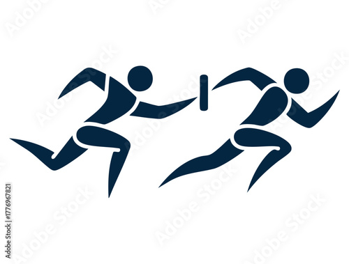 Vector illustration of running relay sport logo isolated design element ideal for track athletics team sport event competition or active lifestyle themed artwork