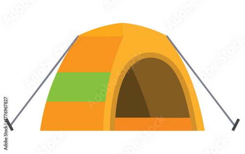 Vector illustration of round yellow tent semi flat RGB color isolated ideal for summer recreation hiking campsite canopy rest or tourist camp shelter design