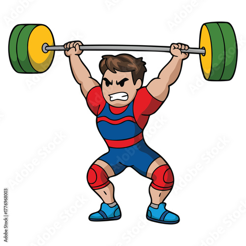 Man doing weightlifting vector illustration isolated on white background perfect for fitness gym exercise or sports training themed designs