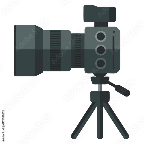 Minimalist telephoto camera vector illustration isolated design ideal for media photography gear equipment or camera app and infographics themed artwork