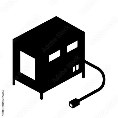 A Cartoon Generator with a Power Cable and Vents