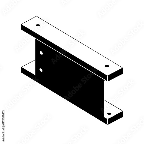 A Steel Beam with Bolt Holes and a Shadow in a Cartoon Design