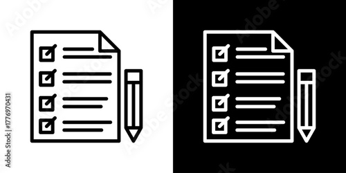 Checklist Icon Set. Clean Line Design With Light And Dark Versions For Versatile Use. 