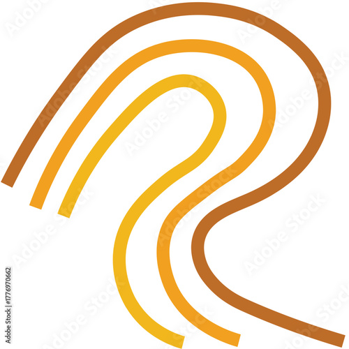 Abstract Wavy Parallel Lines in Warm Tones of Brown Orange and Yellow.