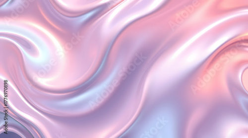 Wallpaper Mural Mesmerizing Abstract Iridescent Liquid Fabric Flow - Smooth Wavy Silk Texture with Holographic Pastel Gradient and Dynamic Effect Background for Creative Designs Torontodigital.ca