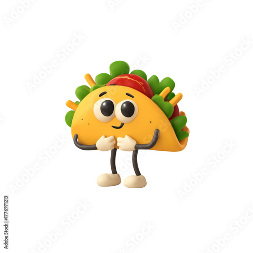 Adorable 3D Cartoon Taco Character Standing and Smiling