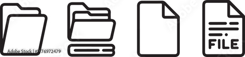 File Folder Document and Data Storage Outline Vector Icon Set