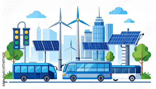 Sleek Flat Icons for Smart City Infrastructure Set