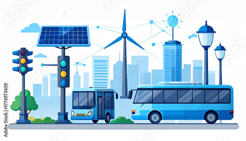 Sleek Flat Icons for Smart City Infrastructure Set