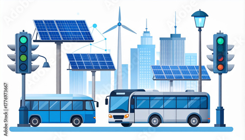 Sleek Flat Icons for Smart City Infrastructure Set