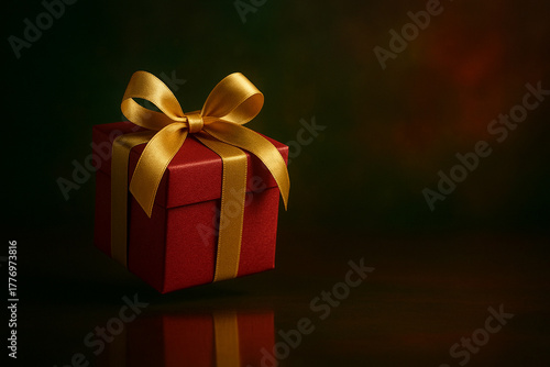 Discover holiday magic in these elegant gift boxes. A luxurious red box with gold ribbon glows on emerald green. A vibrant green box tied in red satin sparkles with bokeh lights on dark backdrop.