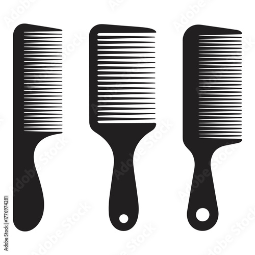Elegant Black and White Comb Set Illustration