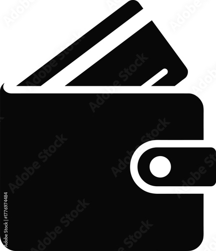 Wallet icon silhouette vector, money storage symbol with flap and clasp, financial transaction design, banking payment option, personal finance illustration