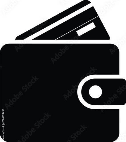 Wallet with credit card icon vector, financial transaction symbol, banking and payment method design, personal finance illustration, shopping money storage graphic